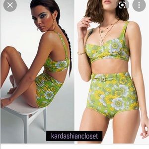 Dodo bar or Kendall Jenner Pamela Lima bikini floral flower power green swimsuit